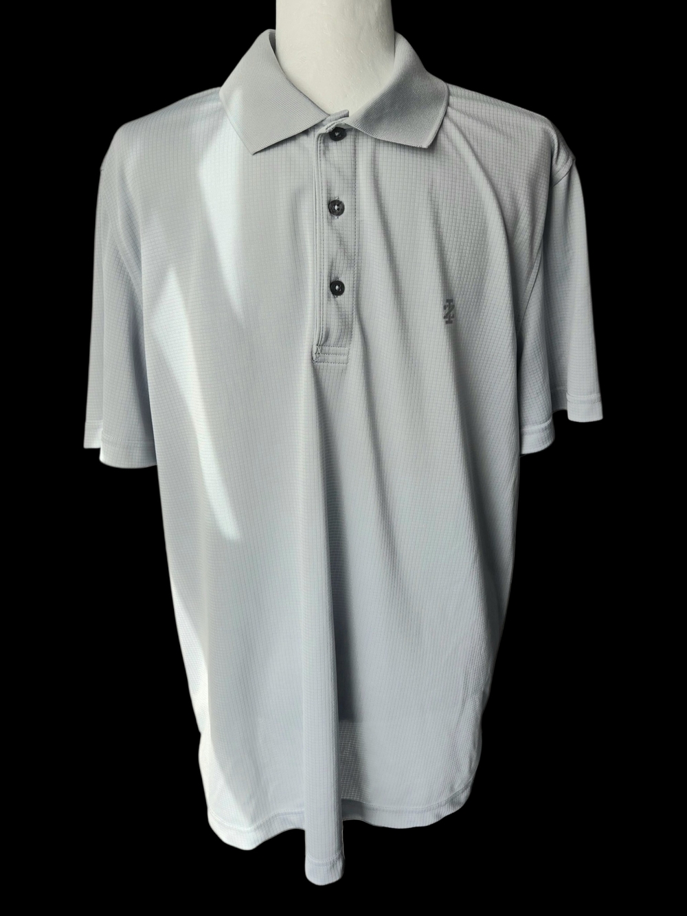 IZOD Golf Men's Size L Performance Polo - Gray Tonal Grid - Swing Flex Stretch